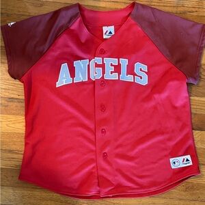Vintage Majestic Red and Maroon women’s Angels Jersey NWT size XL